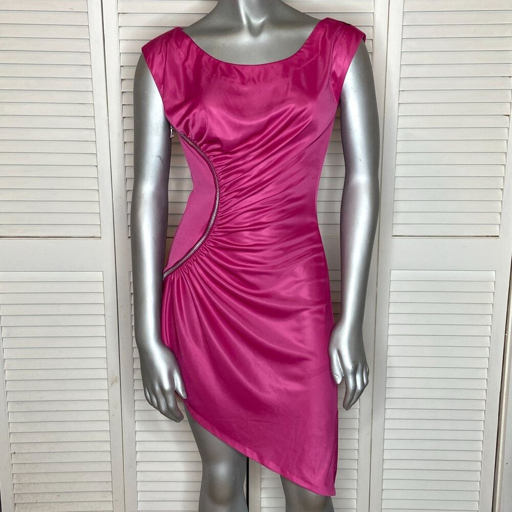 2000s satin dress Miss Sixty | Dresses | Vtg 200s Y2k Miss Sixty Luxury Pink Ruched Asymmetrical Satin Xs US Size:US18 NPU-Gelo-202328 FRAME Pleated Shirt Dress Each piece is selected